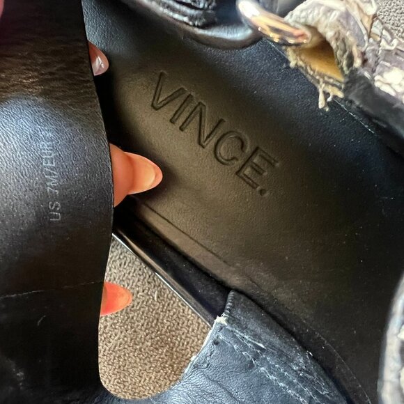 VINCE MARETT SNAKE EMBOSSED WEDGE SANDAL SIZE 7 US - Picture 5 of 6